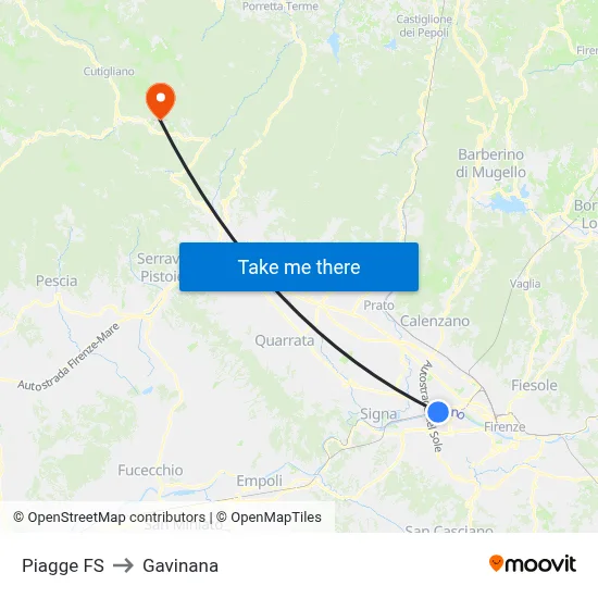 Piagge Railway Station to Gavinana map