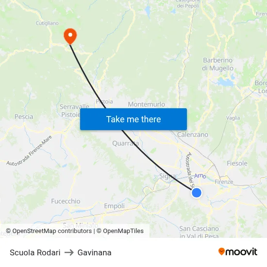Rodari School to Gavinana map