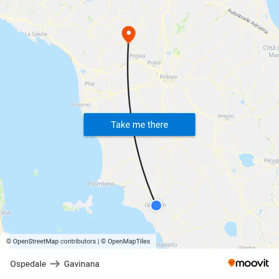 Hospital to Gavinana map