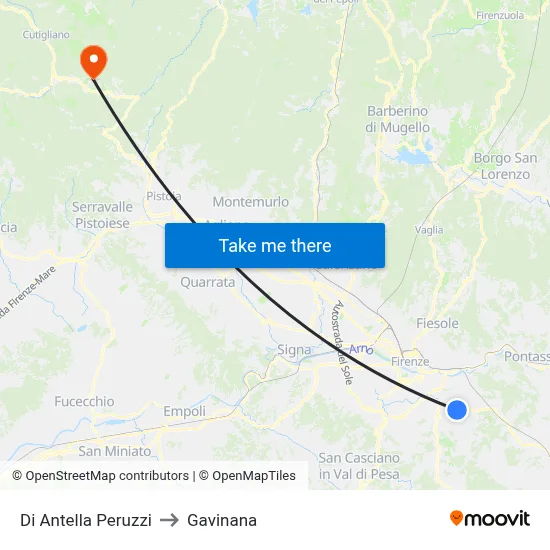 Di Antella Peruzzi to Gavinana map