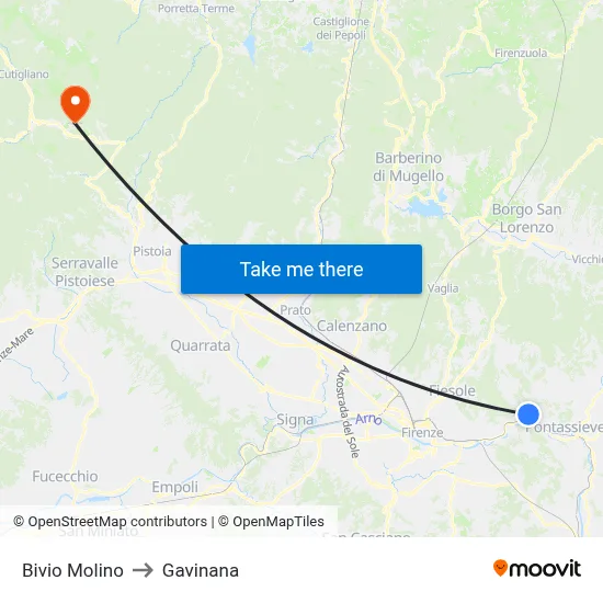 Molino Junction to Gavinana map