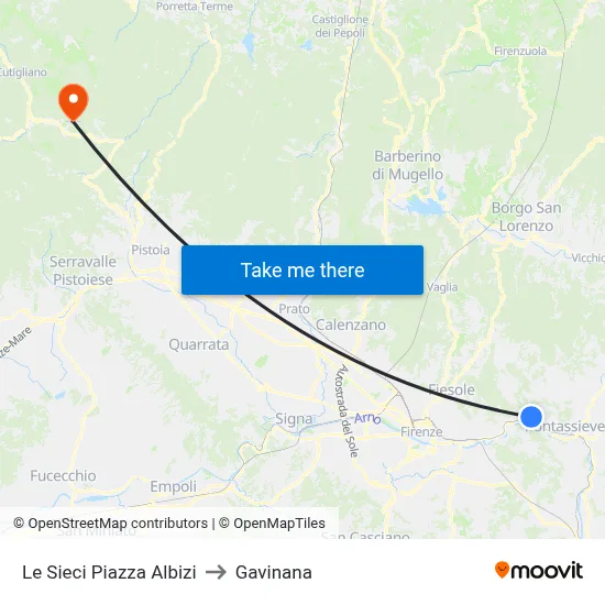 Le Sieci Albizi Square to Gavinana map