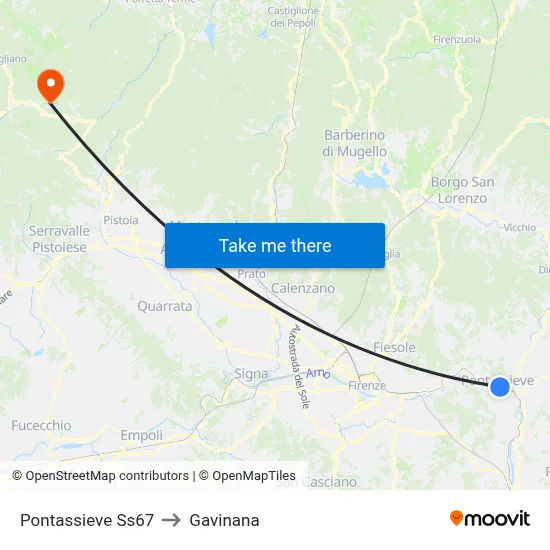 Pontassieve State Road 67 to Gavinana map