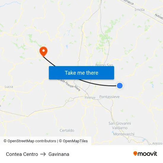 Contea Center to Gavinana map