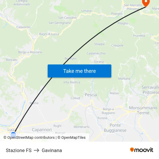 Railway Station to Gavinana map