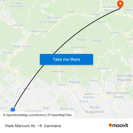Viale Marconi ITC to Gavinana map