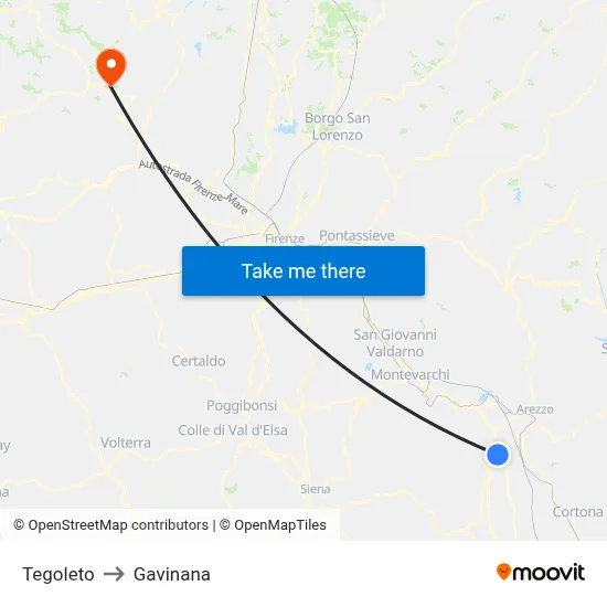 Tegoleto to Gavinana map