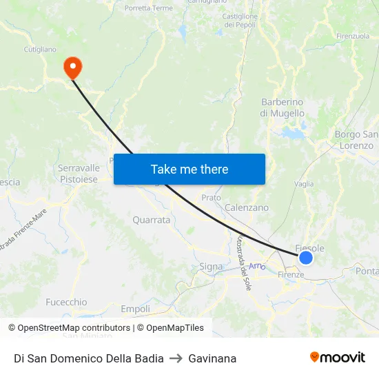 San Domenico Della Badia to Gavinana map