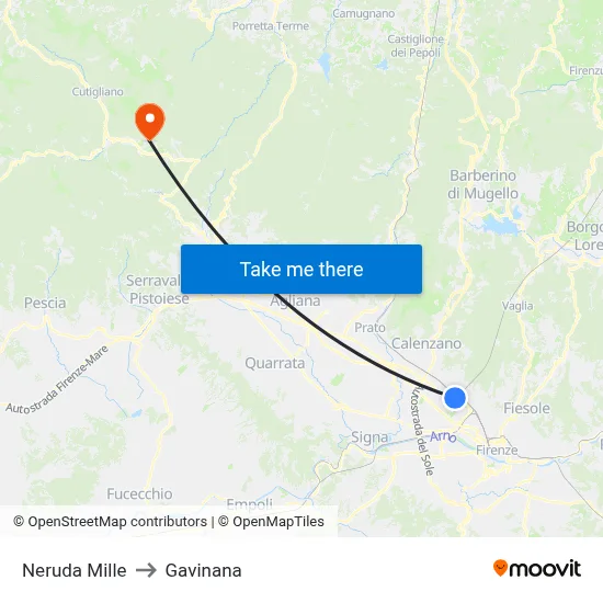 Neruda Mille to Gavinana map
