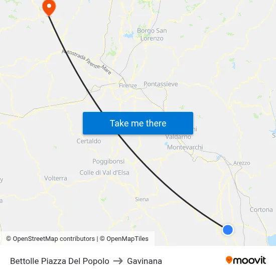 Bettolle People's Square to Gavinana map