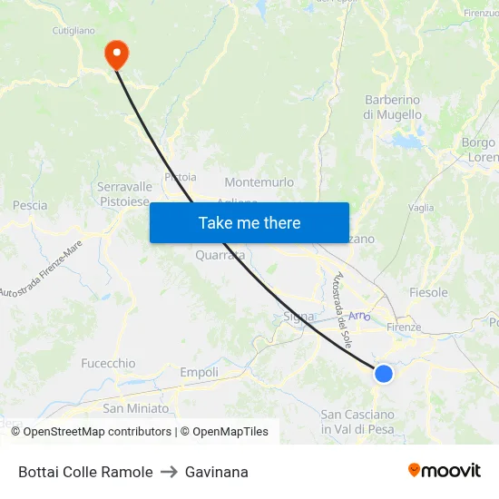 Bottai Colle Ramole to Gavinana map