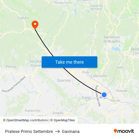 Pratese First September to Gavinana map
