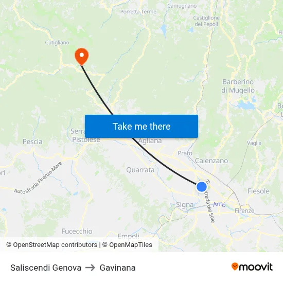 Saliscendi Genova to Gavinana map