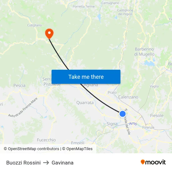 Buozzi Rossini to Gavinana map