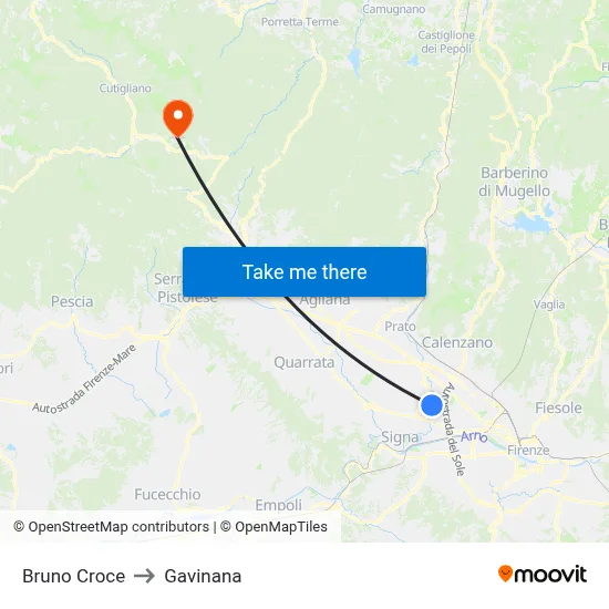 Bruno Croce to Gavinana map