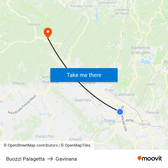 Buozzi Palagetta to Gavinana map