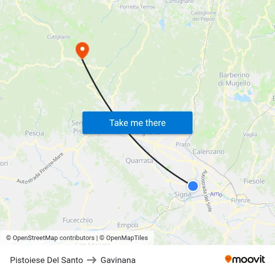 Pistoiese Del Santo to Gavinana map