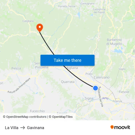 La Villa to Gavinana map