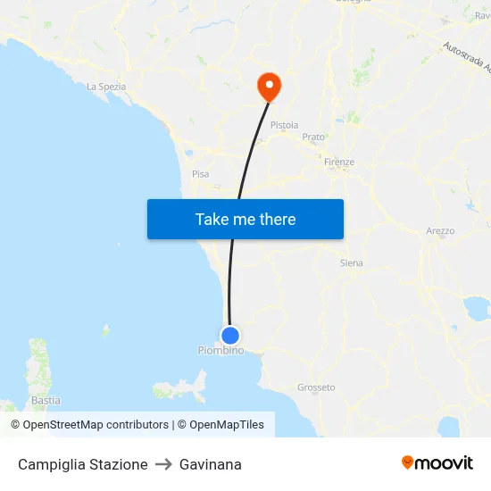 Campiglia Station to Gavinana map