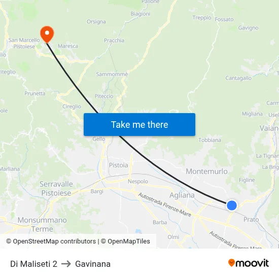 Maliseti 2 to Gavinana map