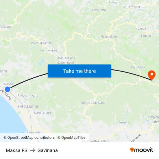 Massa Railway Station to Gavinana map