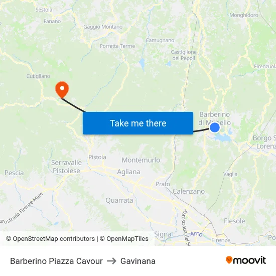 Barberino Piazza Cavour to Gavinana map