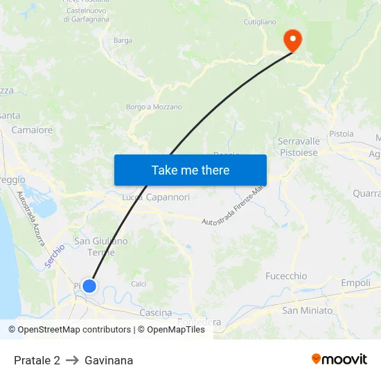 Pratale 2 to Gavinana map