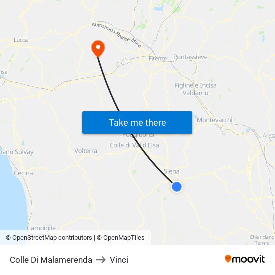 Colle Di Malamerenda to Vinci map