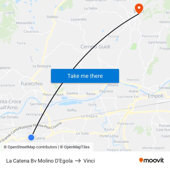 La Catena Bv Molino D'Egola to Vinci map