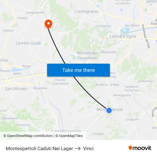Montespertoli Caduti Nei Lager to Vinci map