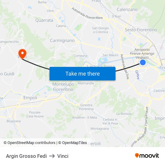 Argin Grosso Fedi to Vinci map