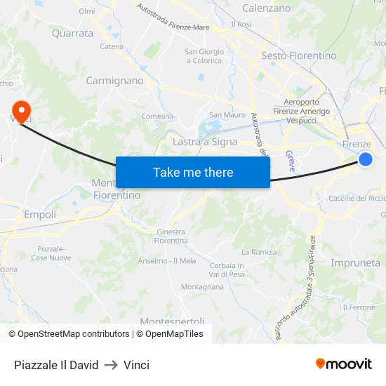 Piazzale Il David to Vinci map