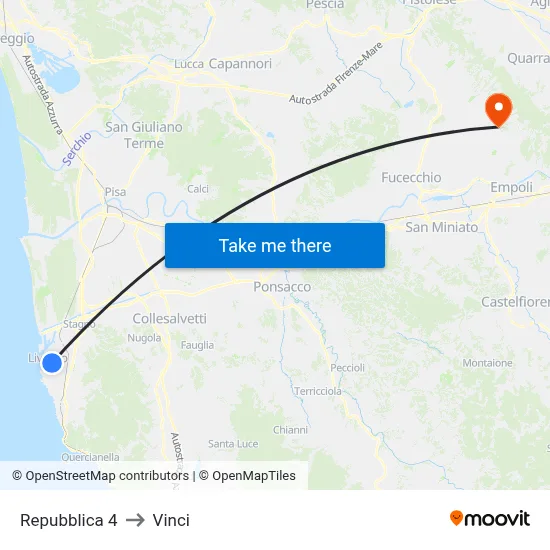 Repubblica 4 to Vinci map