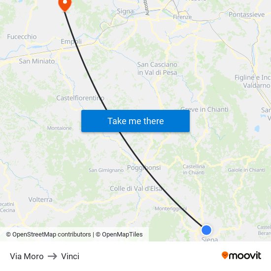 Via Moro to Vinci map