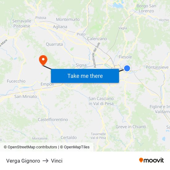 Verga Gignoro to Vinci map