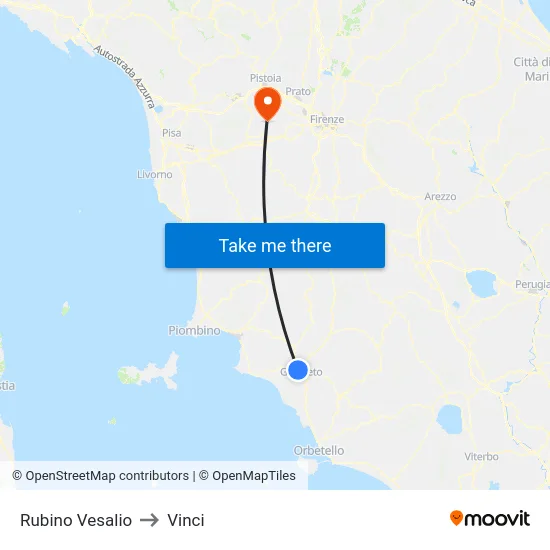 Rubino Vesalio to Vinci map