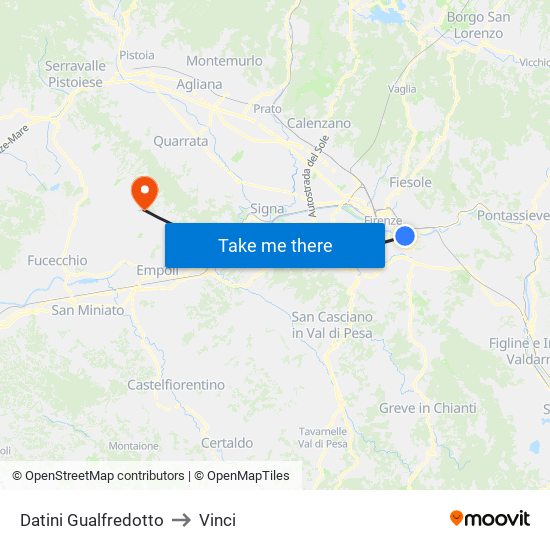 Datini Gualfredotto to Vinci map