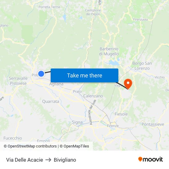 Via Delle Acacie to Bivigliano map