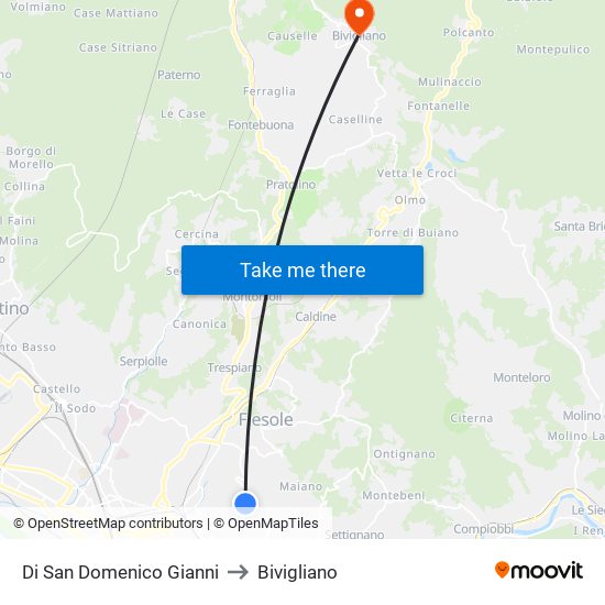 Di San Domenico Gianni to Bivigliano map