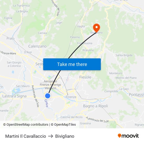 Martini Il Cavallaccio to Bivigliano map