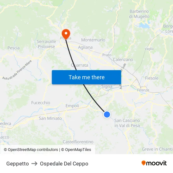 Geppetto to Del Ceppo Hospital map