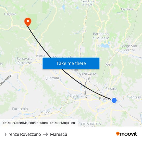 Firenze Rovezzano to Maresca map