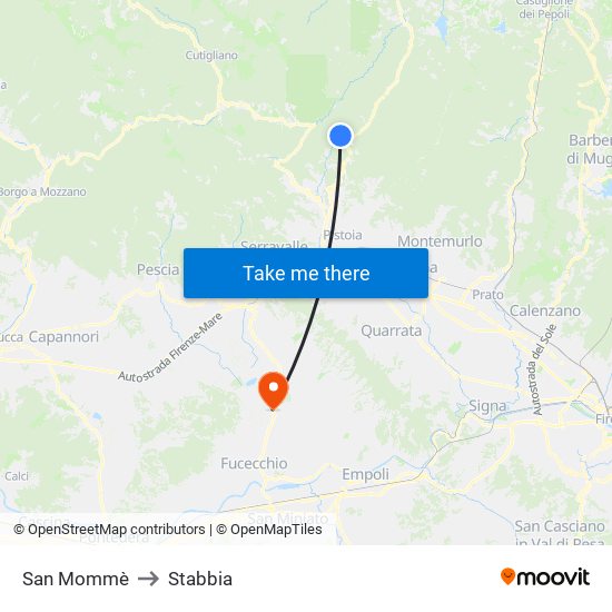 San Mommè to Stabbia map