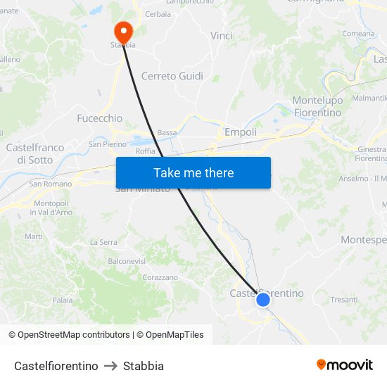 Castelfiorentino to Stabbia map