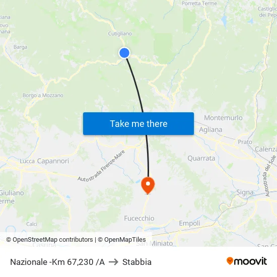 Nazionale -Km 67,230 /A to Stabbia map