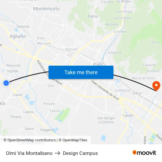 Olmi Montalbano Street to Design Campus map