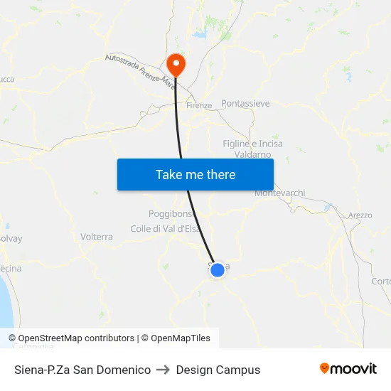 Siena-P.Za San Domenico to Design Campus map