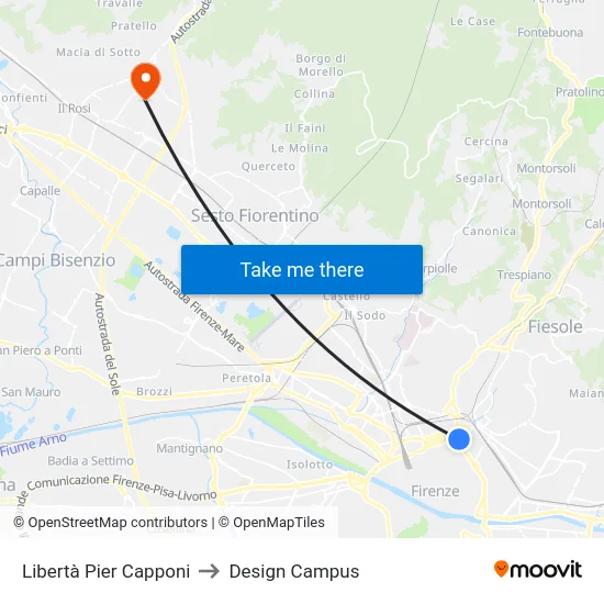 Libertà Pier Capponi to Design Campus map