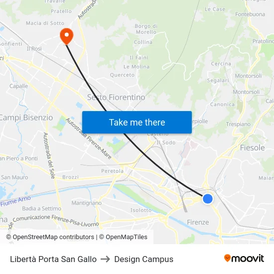 Libertà Porta San Gallo to Design Campus map