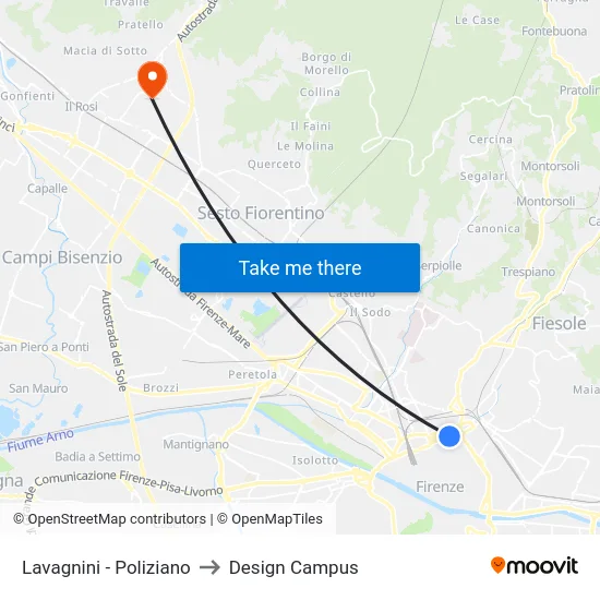 Lavagnini - Poliziano to Design Campus map